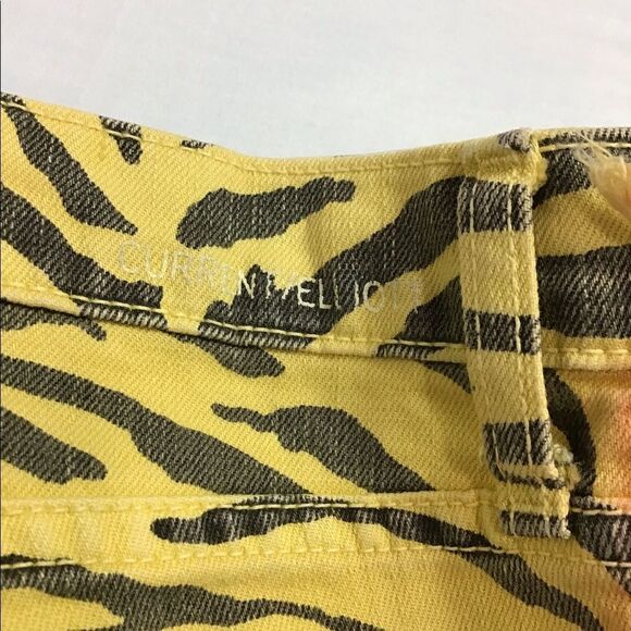 Current/Elliott Yellow Zebra Print Skinny Leg Jeans New With Tag Size 27 - Picture 4 of 15